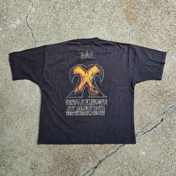 Vtg 90s TRIPLE CROWN OF SURFING North Shore Hawaii Surf Tee Shirt XL USA Made - Picture 1 of 7